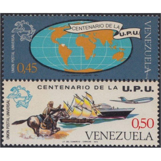 Venezuela 941/42 1974 Centenario de la UPU MH Venezuela 941/42 1974 Centenario de la UPU MH
