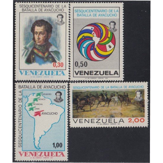 Venezuela 936/39 1974 150 Años de la Batalla de Ayacucho MNH