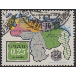 Venezuela 904 1973 Regionalización Mapa usados Venezuela 904 1973 Regionalización Mapa usados