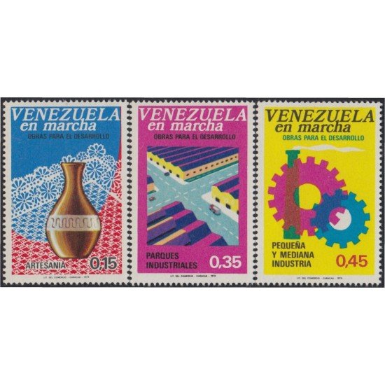Venezuela 901/03 1973 Artesanía Parques industriales pequeña industria MNH Venezuela 901/03 1973 Artesanía Parques industriales pequeña industria MNH