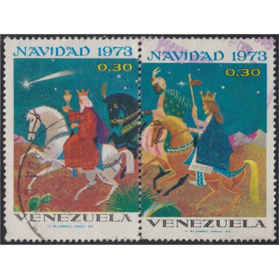 Venezuela 895/96 1973 Navidad Christmas usados Venezuela 895/96 1973 Navidad Christmas usados