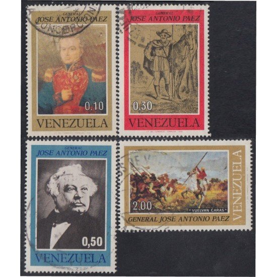 Venezuela 877/80 1973 General José Antonio Paéz usados Venezuela 877/80 1973 General José Antonio Paéz usados