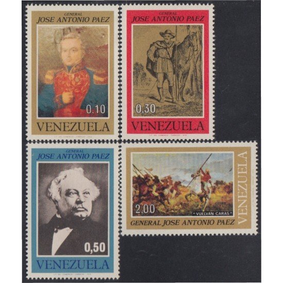 Venezuela 877/80 1973 General José Antonio Paéz MH