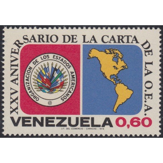 Venezuela 876 1973 XXV Aniversario de la Carta de la OEA MH Venezuela 876 1973 XXV Aniversario de la Carta de la OEA MH