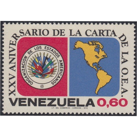 Venezuela 876 1973 XXV Aniversario de la Carta de la OEA MNH Venezuela 876 1973 XXV Aniversario de la Carta de la OEA MNH