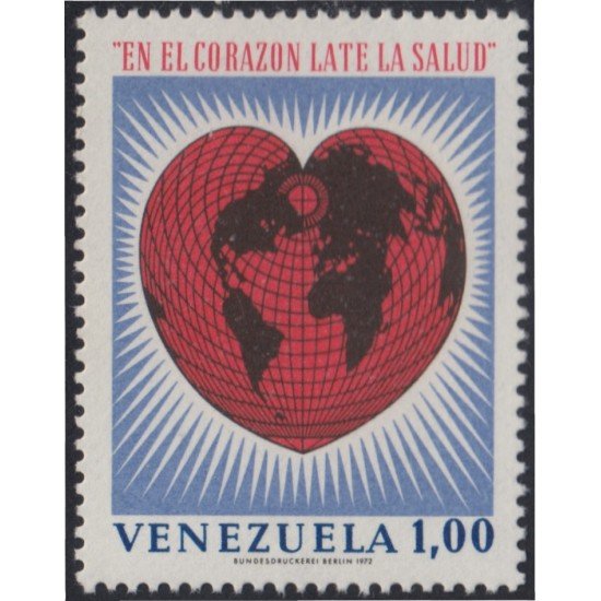 Venezuela 840 1972 Mes mundial del corazón MH Venezuela 840 1972 Mes mundial del corazón MH