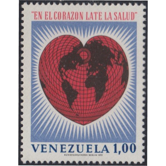 Venezuela 840 1972 Mes mundial del corazón MNH Venezuela 840 1972 Mes mundial del corazón MNH