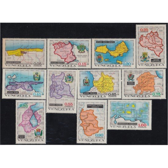 Venezuela 825/35 1971 Regiones de Venezuela Cartas geográficas MH Venezuela 825/35 1971 Regiones de Venezuela Cartas geográficas MH