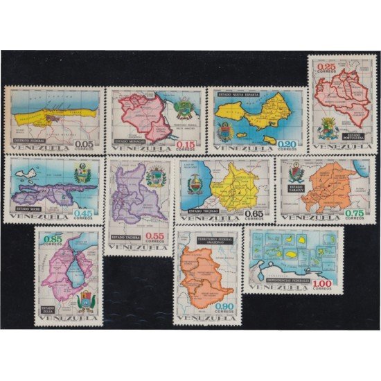 Venezuela 825/35 1971 Regiones de Venezuela Cartas geográficas MNH Venezuela 825/35 1971 Regiones de Venezuela Cartas geográficas MNH
