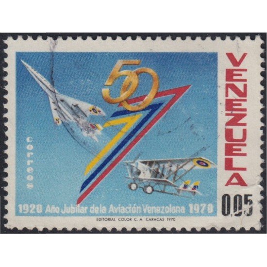 Venezuela 820 1970 50 Aniversario de la aviación venezolana usados Venezuela 820 1970 50 Aniversario de la aviación venezolana usados