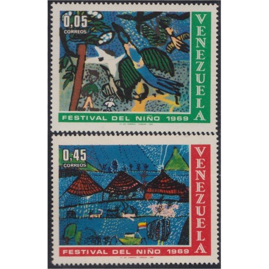 Venezuela 797/98 1969 Fiesta del infante Dibujos de niños MNH Venezuela 797/98 1969 Fiesta del infante Dibujos de niños MNH