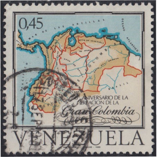 Venezuela 796 1969 150 Años de la creación de la Gran Colombia usados Venezuela 796 1969 150 Años de la creación de la Gran Colombia usados