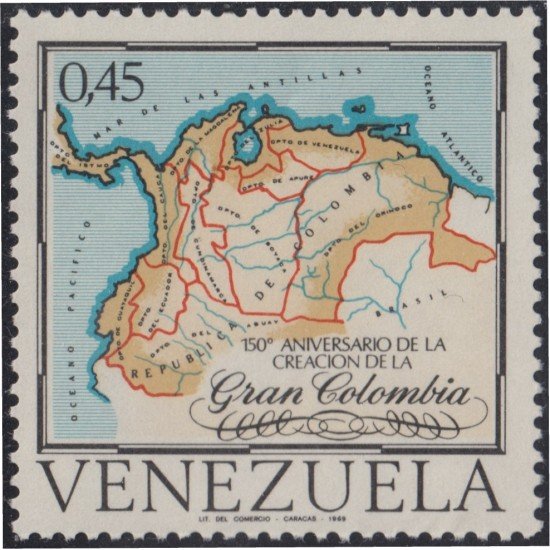 Venezuela 796 1969 150 Años de la creación de la Gran Colombia MH Venezuela 796 1969 150 Años de la creación de la Gran Colombia MH