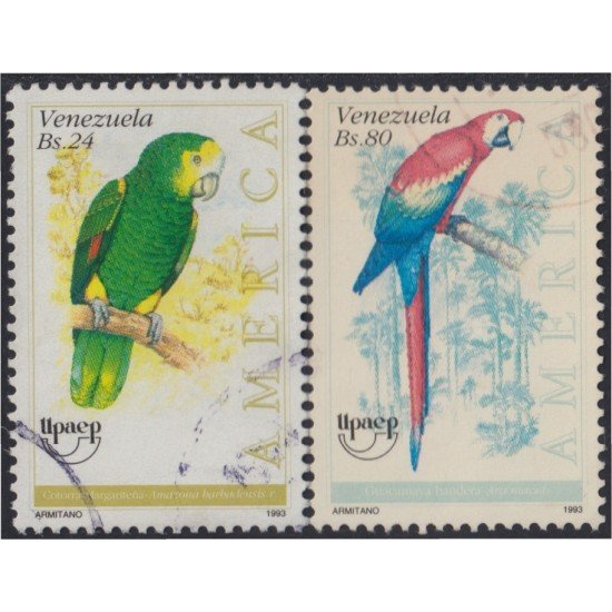 Venezuela 1644/45 1993 América Upaep Fauna en extinción usados Venezuela 1644/45 1993 América Upaep Fauna en extinción usados