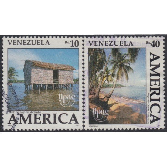 Venezuela 1510/11 1990 América Upaep Playa y Lago usados Venezuela 1510/11 1990 América Upaep Playa y Lago usados
