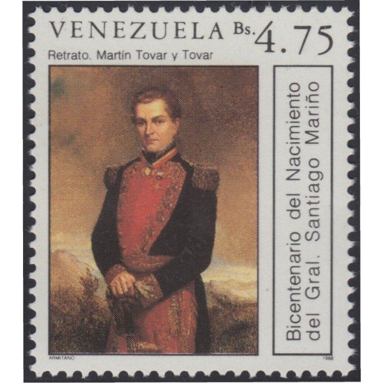 Venezuela 1413 1988 General Santiago Mariño MNH Venezuela 1413 1988 General Santiago Mariño MNH