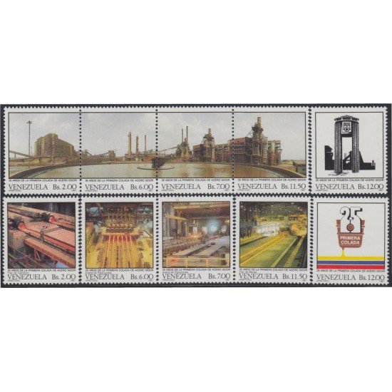 Venezuela 1353/62 1987 25 Años de la primera colada de acero Sidor MNH Venezuela 1353/62 1987 25 Años de la primera colada de acero Sidor MNH