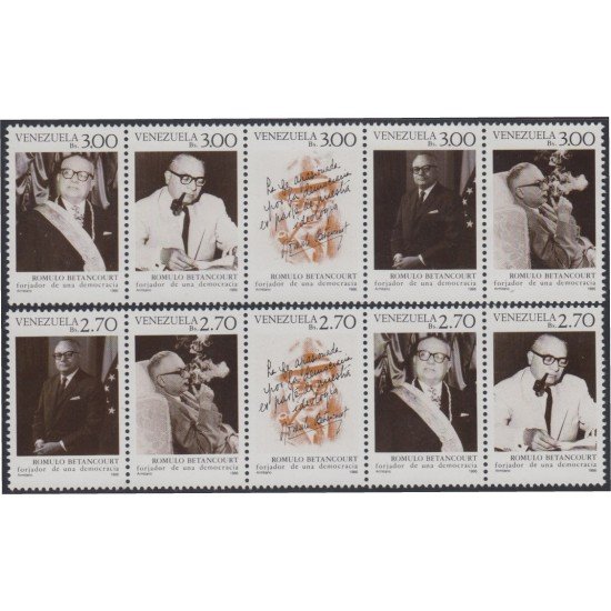 Venezuela 1230/39 1986 Rómulo Betancourt MNH Venezuela 1230/39 1986 Rómulo Betancourt MNH