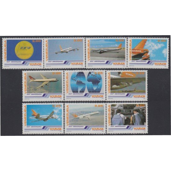 Venezuela 1220/29 1986 Compañía aérea venezolana VIASA MNH Venezuela 1220/29 1986 Compañía aérea venezolana VIASA MNH