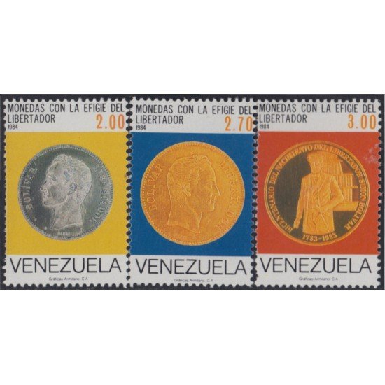 Venezuela 1198/00 1985 Monedas con la efigie del Libertador MNH Venezuela 1198/00 1985 Monedas con la efigie del Libertador MNH