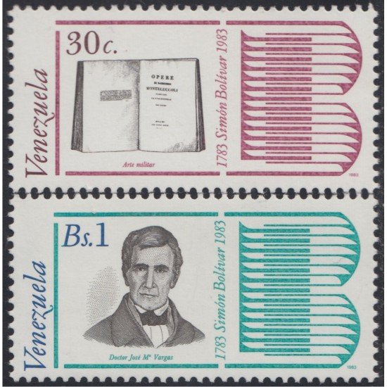 Venezuela 1152/53 1984 Arte militar José Ma Vargas Simón Bolívar MNH Venezuela 1152/53 1984 Arte militar José Ma Vargas Simón Bolívar MNH