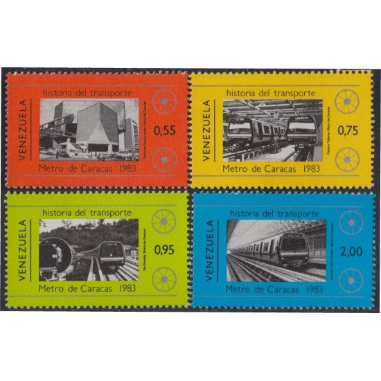 Venezuela 1148/51 1984 Historia del transporte Trenes Trains MNH Venezuela 1148/51 1984 Historia del transporte Trenes Trains MNH