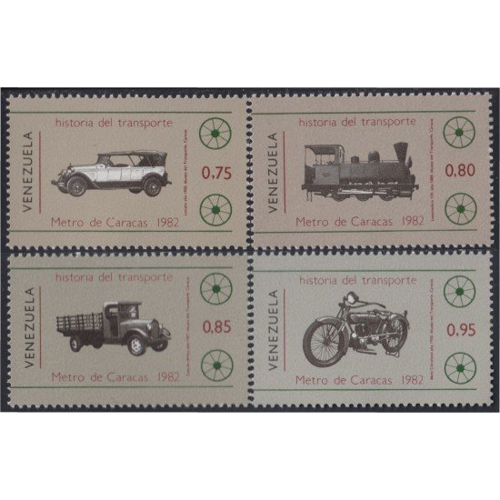 Venezuela 1124/27 1983 Historia del transporte Coches motos MNH Venezuela 1124/27 1983 Historia del transporte Coches motos MNH