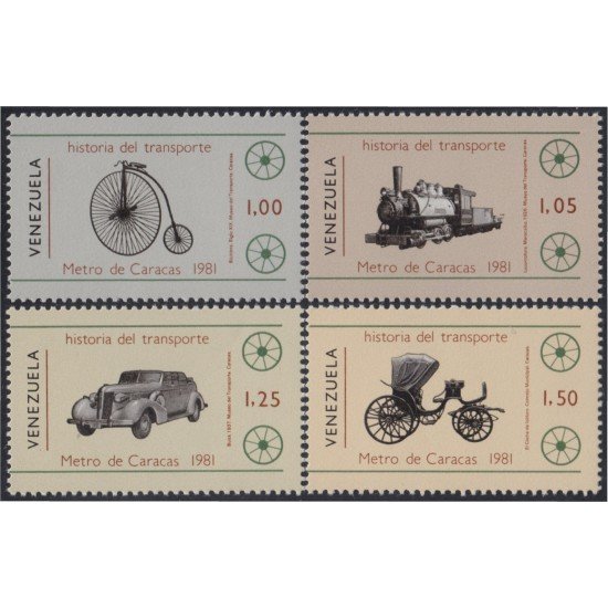 Venezuela 1093/96 1981 Historia del transporte de Caracas MNH Venezuela 1093/96 1981 Historia del transporte de Caracas MNH