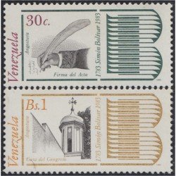 Venezuela 1073/74 1980 Simón Bolívar Angostura Casa el Congreso Firma del Acta MNH Venezuela 1073/74 1980 Simón Bolívar Angostura Casa el Congreso Firma del Acta MNH