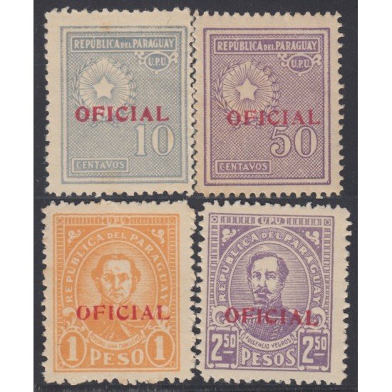 Paraguay Servicio Oficial 87/90 1934 Fulgencio Yegros y Pedro Juan Caballero MNH Paraguay Servicio Oficial 87/90 1934 Fulgencio Yegros y Pedro Juan Caballero MNH