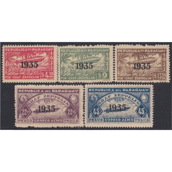 Paraguay A- 76/80 1935 Graf Zeppelin MH Paraguay A- 76/80 1935 Graf Zeppelin MH