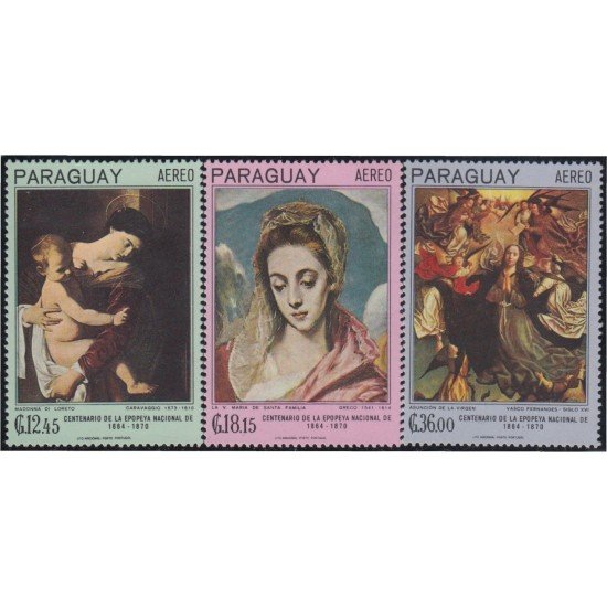 Paraguay A- 462/64 1967 Pinturas de Caravaggio Greco y Vasco Fernández MNH Paraguay A- 462/64 1967 Pinturas de Caravaggio Greco y Vasco Fernández MNH