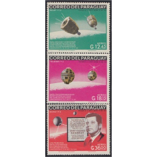 Paraguay A- 453/55 1967 Satélites Comunicaciones y J.F Kennedy MNH Paraguay A- 453/55 1967 Satélites Comunicaciones y J.F Kennedy MNH