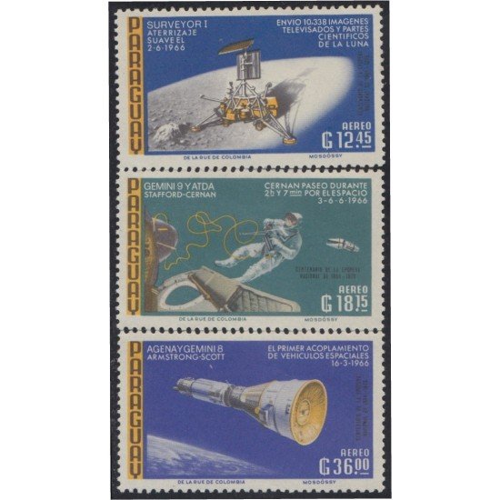 Paraguay A- 447/49 1967 Cosmonauta y Satélites MNH