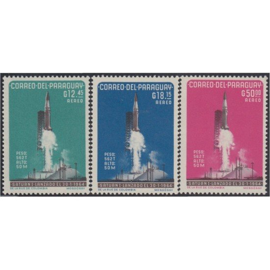 Paraguay A- 385/87 1964 Astronáutica Cohete Saturni MNH