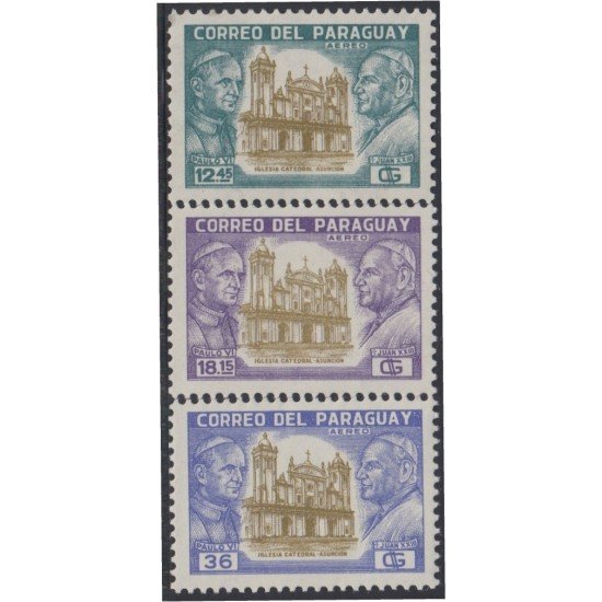 Paraguay A- 382/84 1964 Paulo VI Iglesia Catedral de Asunción Juan XXIII MH Paraguay A- 382/84 1964 Paulo VI Iglesia Catedral de Asunción Juan XXIII MH
