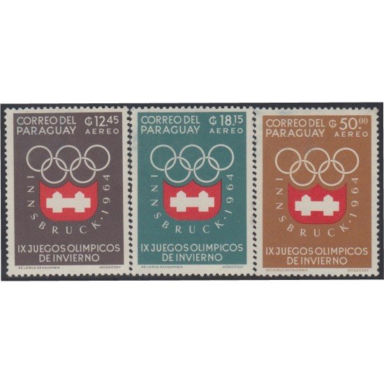 Paraguay A- 370/72 1963 9º Juegos olímpicos de invierno en Innsbruck Austria MNH Paraguay A- 370/72 1963 9º Juegos olímpicos de invierno en Innsbruck Austria MNH