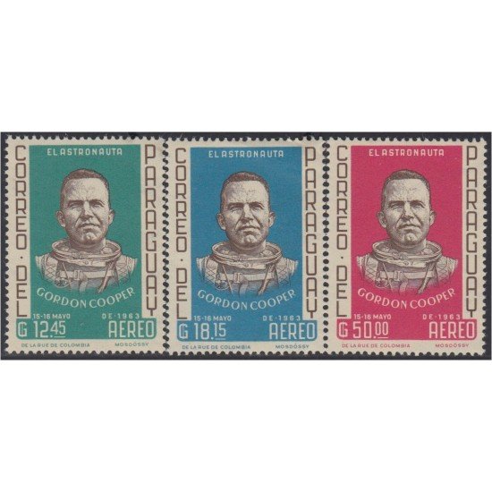 Paraguay A- 367/69 1963 Astronauta Gordon Cooper MNH Paraguay A- 367/69 1963 Astronauta Gordon Cooper MNH