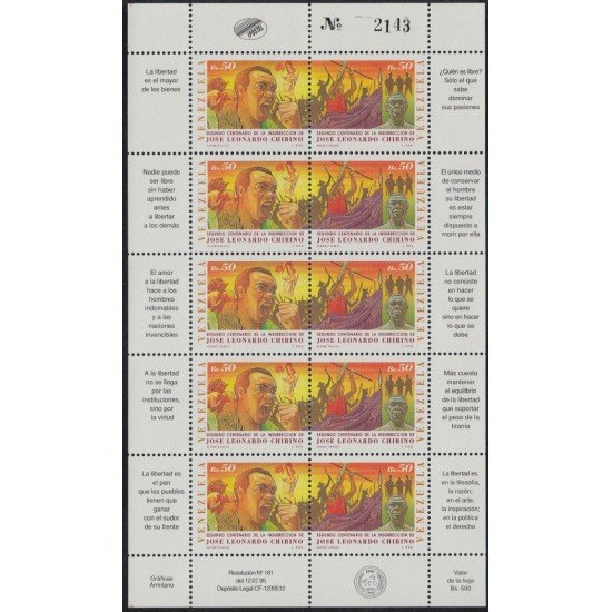 Venezuela 1766/67 1995 José Leonardo Chirino MNH Venezuela 1766/67 1995 José Leonardo Chirino MNH