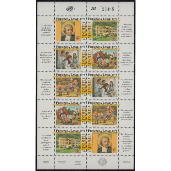 Venezuela 1731/40 1995 Presencia Lasallista en Venezuela San Juan Bautista de la Salle MNH Venezuela 1731/40 1995 Presencia Lasallista en Venezuela San Juan Bautista de la Salle MNH