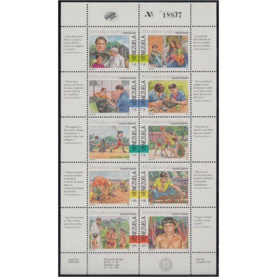 Venezuela 1721/30 1995 Centenario de la venida de los Salesianos MNH Venezuela 1721/30 1995 Centenario de la venida de los Salesianos MNH