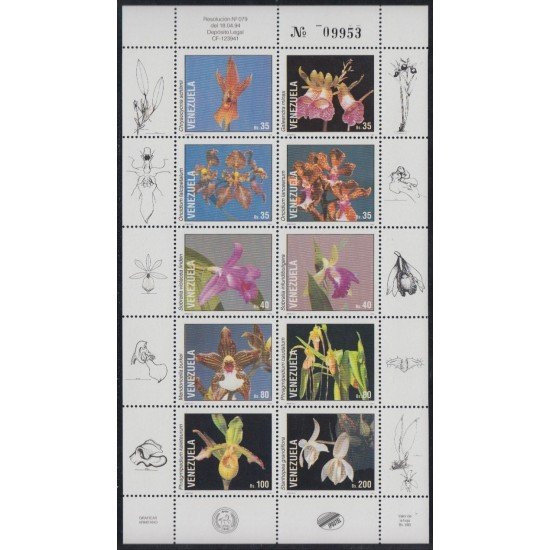 Venezuela 1676/85a 1994 Flores flowers orquídeas venezolanas MNH Venezuela 1676/85a 1994 Flores flowers orquídeas venezolanas MNH