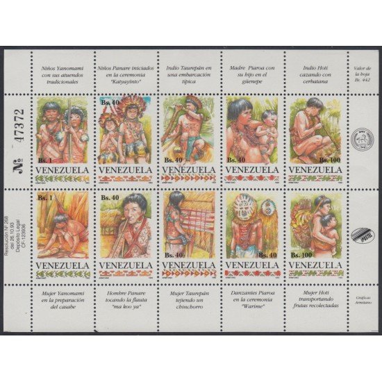 Venezuela 1666/75a 1993 Aborígenes venezolanos MNH Venezuela 1666/75a 1993 Aborígenes venezolanos MNH