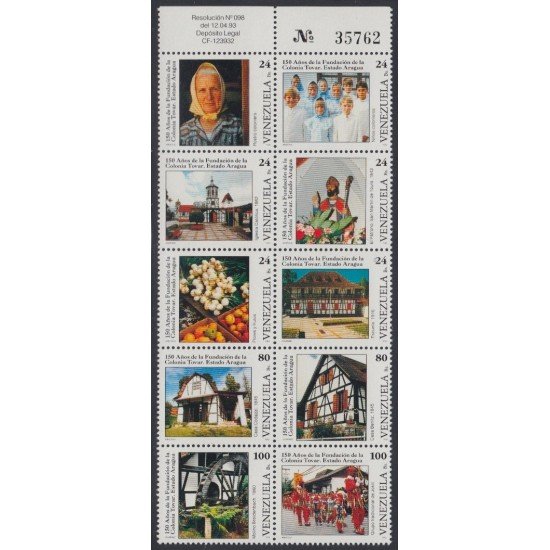 Venezuela 1632/41 1993 150 Aniversario de la Colonia Tovar MNH Venezuela 1632/41 1993 150 Aniversario de la Colonia Tovar MNH