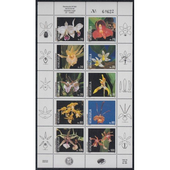 Venezuela 1622/31a 1993 Flores flowers orquídeas venezolanas MNH Venezuela 1622/31a 1993 Flores flowers orquídeas venezolanas MNH