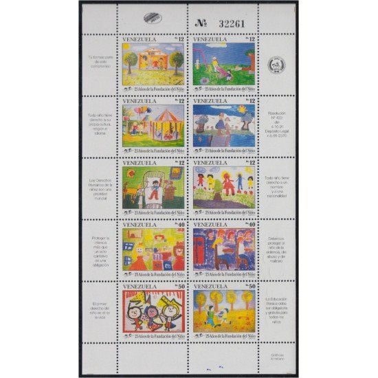 Venezuela 1542/51a 1991 25 Años de la fundación del niño MNH Venezuela 1542/51a 1991 25 Años de la fundación del niño MNH