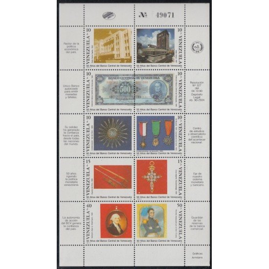 Venezuela 1490/99a 1990 50 Años de la Banca Central de Venezuela MNH Venezuela 1490/99a 1990 50 Años de la Banca Central de Venezuela MNH