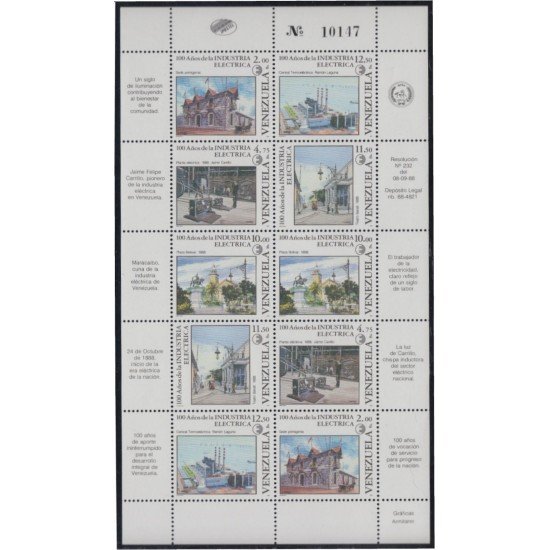 Venezuela 1433/37a 1988 Centenario de la Industria eléctrica MNH Venezuela 1433/37a 1988 Centenario de la Industria eléctrica MNH