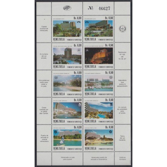 Venezuela 1292/01 1987 Promoción de turismo Hoteles MNH Venezuela 1292/01 1987 Promoción de turismo Hoteles MNH