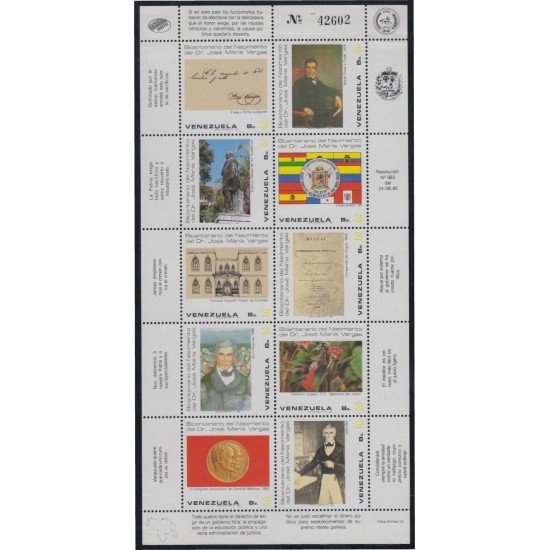 Venezuela 1204/13a 1986 Bicentenario del nacimiento de José María Vargas MNH Venezuela 1204/13a 1986 Bicentenario del nacimiento de José María Vargas MNH